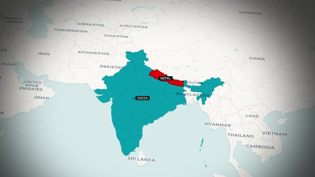 Geographic Borders of India and Nepal&ndash; High-Resolution Map
