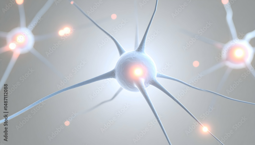 Poster close-up of glowing neuron and synapse connections
