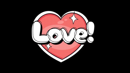 Love sticker. Heart sticker. Love sticker in comic style. Simple love heart icon. Concept for valentine's day.Sticker for Valentines Day, affection, marriage, wedding, anniversary.