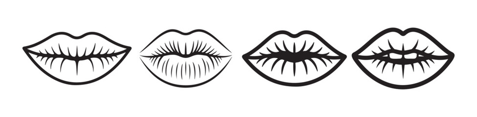 Lips vector illustration of a black and white background