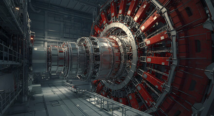 Fototapeta premium futuristic, industrial, machine, Futuristic Industrial Machine Interior