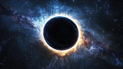 Naklejka premium Black Hole in Deep Space with Glowing Nebula and Stars Black hole space universe galaxy nebula stars cosmic astronomy sc