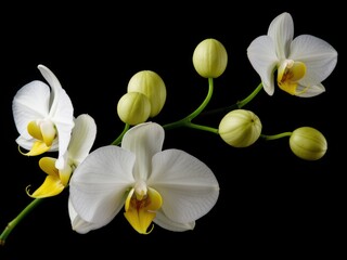 Elegant Orchid Bud, Black and Green Contrast