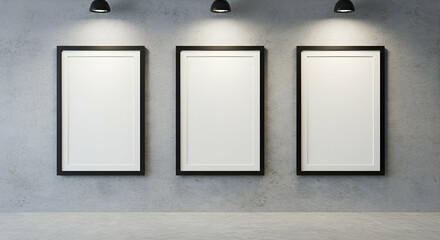 blank,  frame,  frames, Three Blank Frames on Concrete Wall