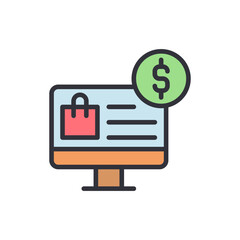 Online Shopping Experience Displayed With Financial Transaction Symbol