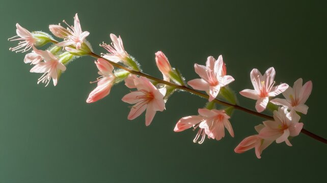 Delicate Pink Hatiora Gaertneri Blossoms on Green Background