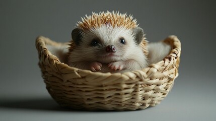 Hedgehog in Basket: Cute Baby Animal
