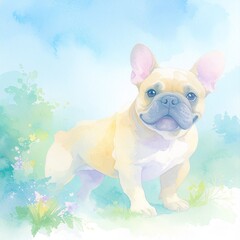 French Bulldog in watercolor technique