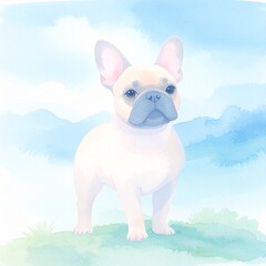 French Bulldog in watercolor technique