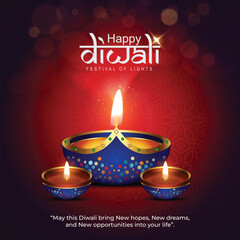 Vector illustration of Happy Diwali social media feed template written text means happy Diwali

