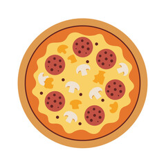 Fototapeta premium Flat Illustration of Pepperoni and Mushroom Pizza