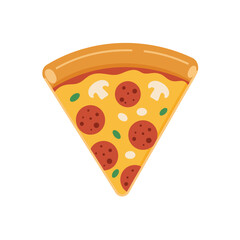 Pizza Slice Illustration: Pepperoni, Mushroom, and Basil