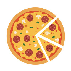 Pizza with Missing Slice - Vector Illustration