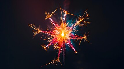Fototapeta premium Star-shaped Fireworks: Bright star-shaped fireworks, symbolizing success and achievement. 