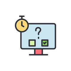 Online Quiz Or Exam Concept With Timer And Choice Boxes On Screen