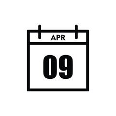calender icon, 09 april icon with white background
