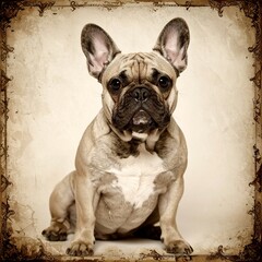 French Bulldog in antique photo effect