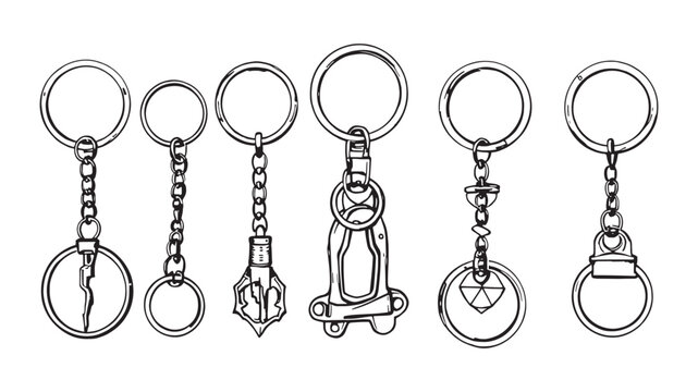 Metal Keychain line art illustration featuring sleek modern key design