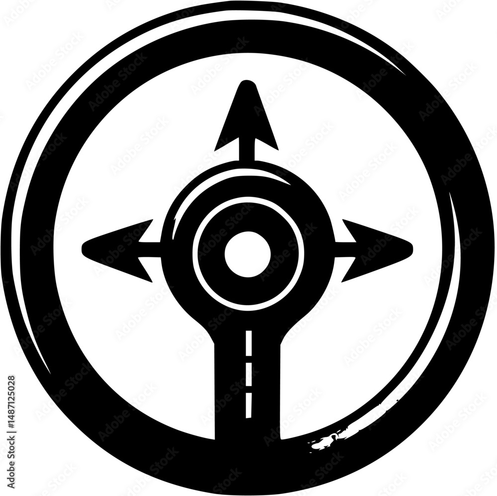 Poster road intersection symbol with directional arrows