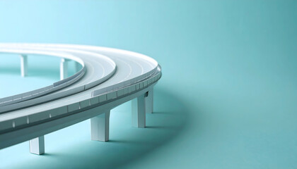 White Elevated Highway Model on Blue Background