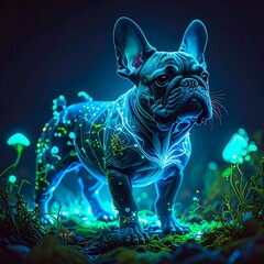 French Bulldog in bioluminescent effect