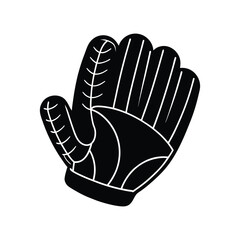 Simple flat black baseball glove icon isolated on white background for sport theme