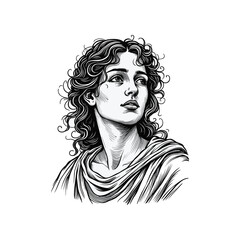 Vintage Catholic woman Engraving Illustration, drawn in an engraved, woodcut style with fine details sketch engraving vector illustration. Scratch board imitation. Black and white image. flat vector 