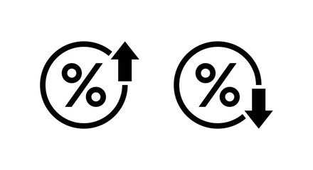 Percent up and down icon. Percentage upward and downward sign. Growth and decline symbol