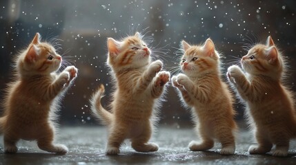 Cute Kittens Playing in Snow