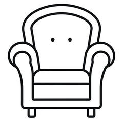 Armchair line art vector icon on white background 