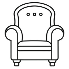 Armchair line art vector icon on white background 