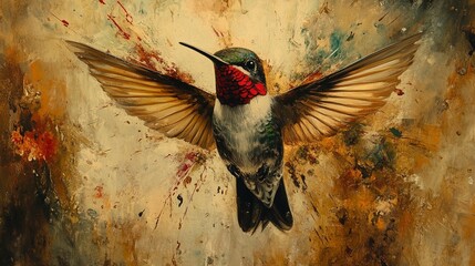 Hummingbird in Flight: Abstract Art