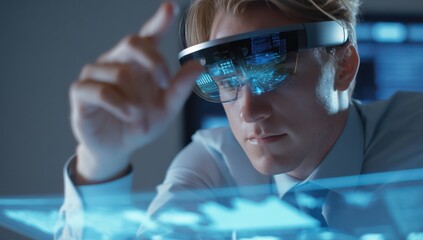 Interactive 3D holographic system for real-time data analysis and decision-making processes.