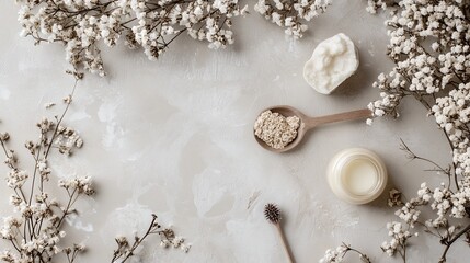 Eco-Friendly Skincare Essentials Flat Lay with Organic Natural Products for Sustainable Beauty Routine