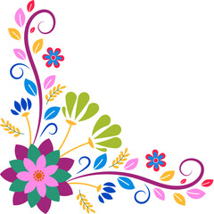 Colorful Flower Corner Illustration