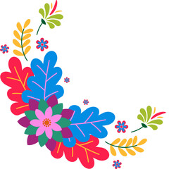 Colorful Flower Corner Illustration