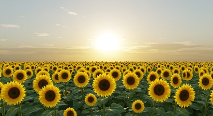 Fototapeta premium Sunflower Field at Sunset