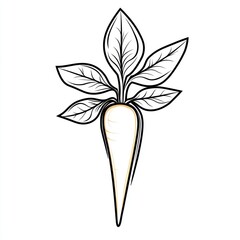 A stylized illustration of a parsnip with its leaves