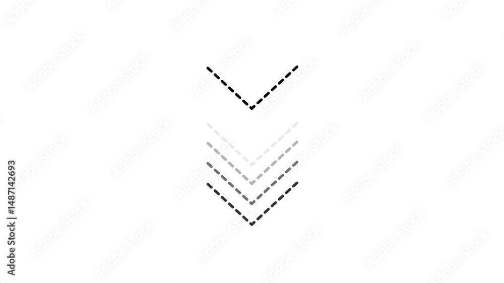 Poster down arrow icon animation on black background. point moving arrow motion animation
