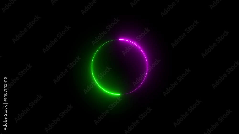 Poster a glowing neon blue circle emits radiant energy in a dark background, creating a futuristic, digital
