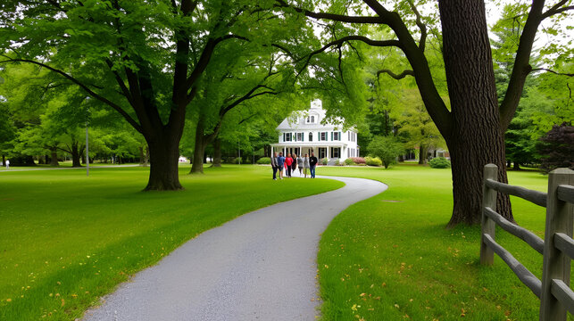 A footpath leads visitors to the Pierce Homestead, home of US President Franklin Piece in Hillsborough, New Hampshire