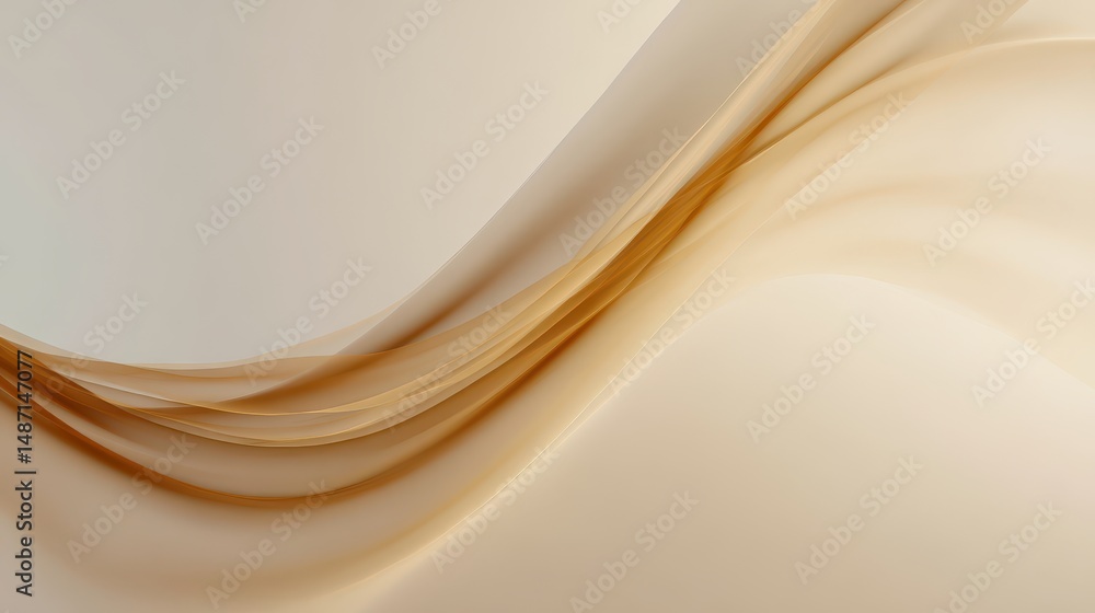Poster elegant flowing abstract background featuring soft wavy lines in warm earthy tones creating a serene