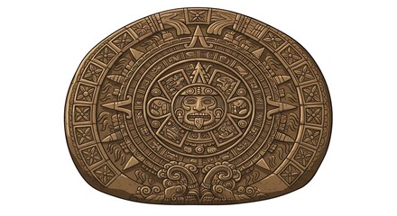 Fototapeta premium Ancient Stone Carving of Calendar with Tribal Figures