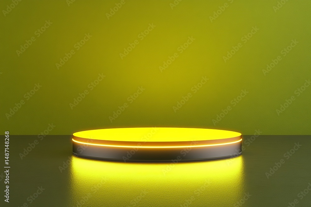 Aufkleber abstract yellow glowing podium background for product presentation with light effects, vector illust