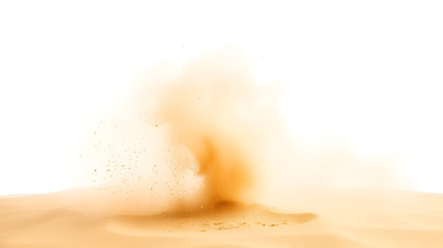 sandstorm sand dust cloud flying small particles isolated in transparent background, PNG