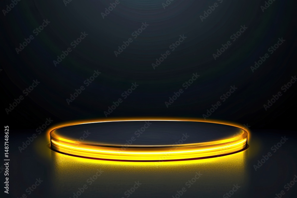 Aufkleber abstract yellow glowing podium background for product presentation with light effects, vector illust
