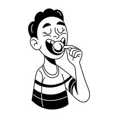 Sketchy style illustration of eating candy 

