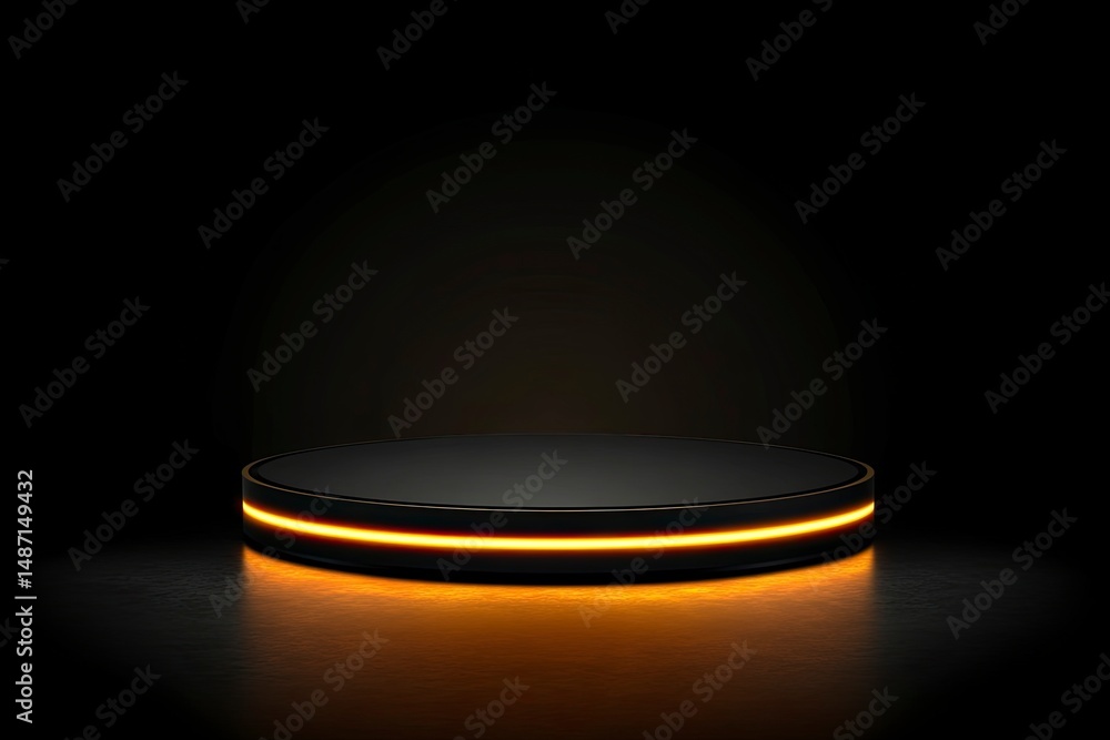 Aufkleber abstract yellow glowing podium background for product presentation with light effects, vector illust
