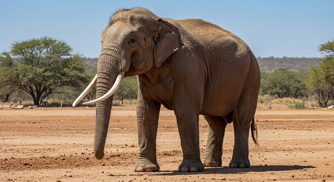 Magnificent asian elephant standing majestically in its natural habitat under the radiant african sun, showcasing its strength and grace, a captivating wildlife scene