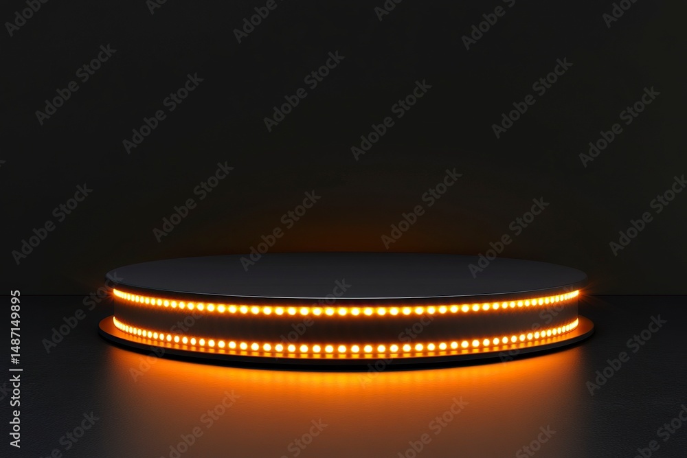 Aufkleber abstract yellow glowing podium background for product presentation with light effects, vector illust